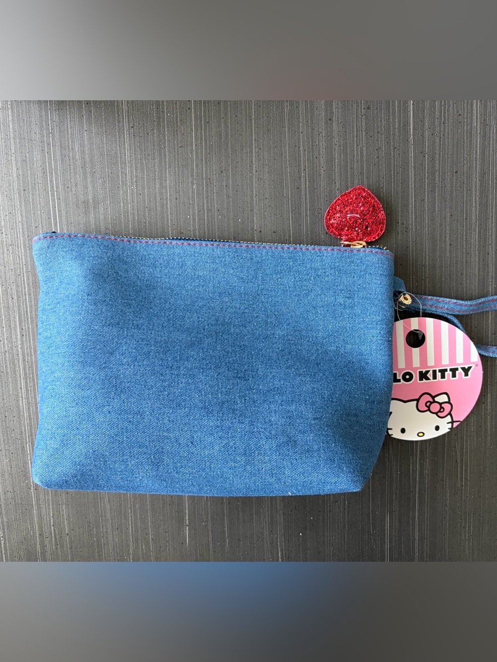 Hello Kitty Denim Patch Wristlet Pouch NWT - Picture 2 of 2
